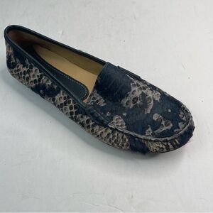 VANELI ALBION BLUE KERPI WOMENS SLIP ON DRIVING LOAFERS LEATHER CALF HAIR 8M
